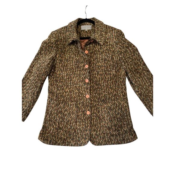 Emil Rutenberg Women's Herringbone Tweed Button Front Jacket Multicolor Medium - Picture 4 of 9